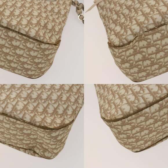 DIOR Trotter Canvas Romantic Tote Bag Pvc Beige Silver - Picture 10 of 12